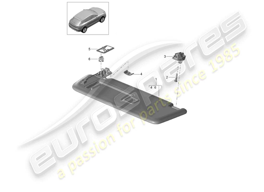porsche 2021 (macan) diagramme des pièces des pare-soleil