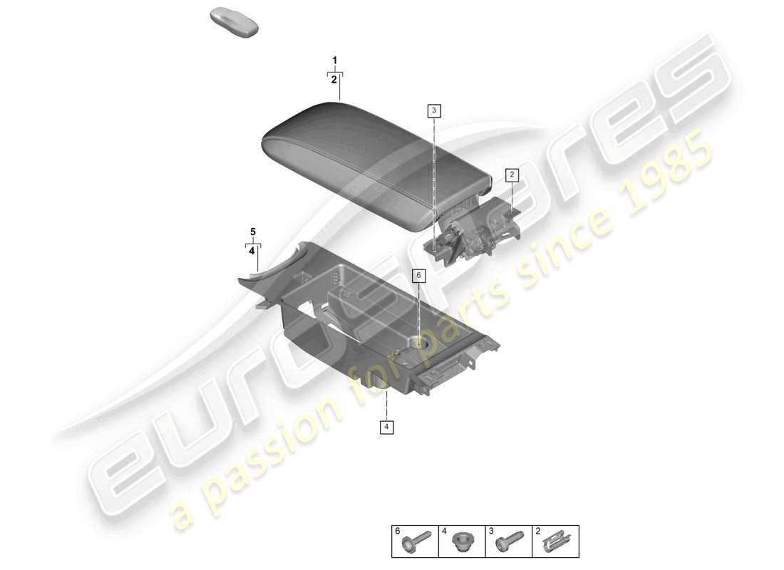 porsche 2024 (992-2) schéma des pièces des accessoires de la console centrale
