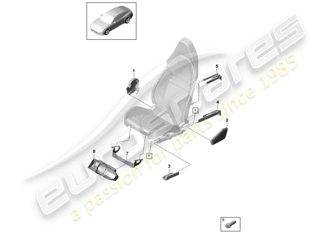 porsche 2021 (panamera 971-1) siège avant (complet) plus disponible siège confort schéma des pièces
