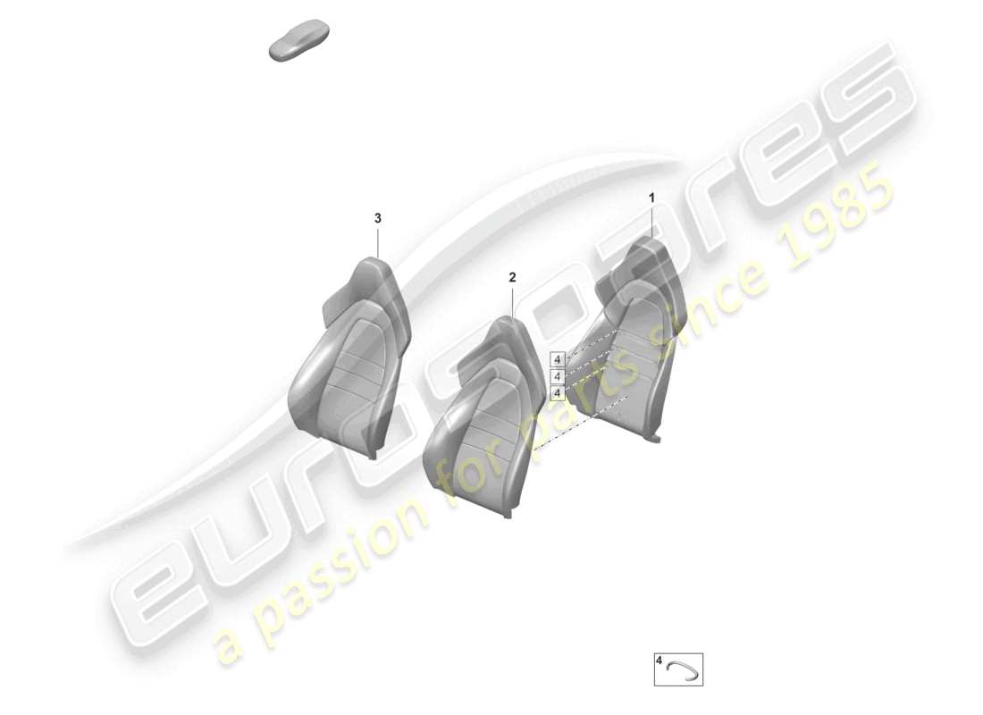 porsche 2022 (panamera 971-2) mousse pour appui-dos latéral. housse de dossier siège sport diagramme des pièces