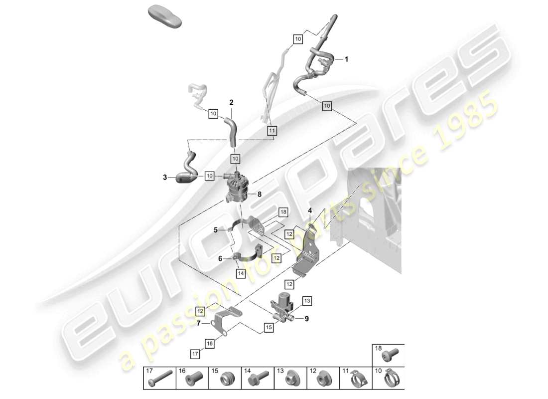 porsche 2026 (cayenne e3 pa) chauffage circuit basse température pour véhicules à propulsion hybride schéma des pièces