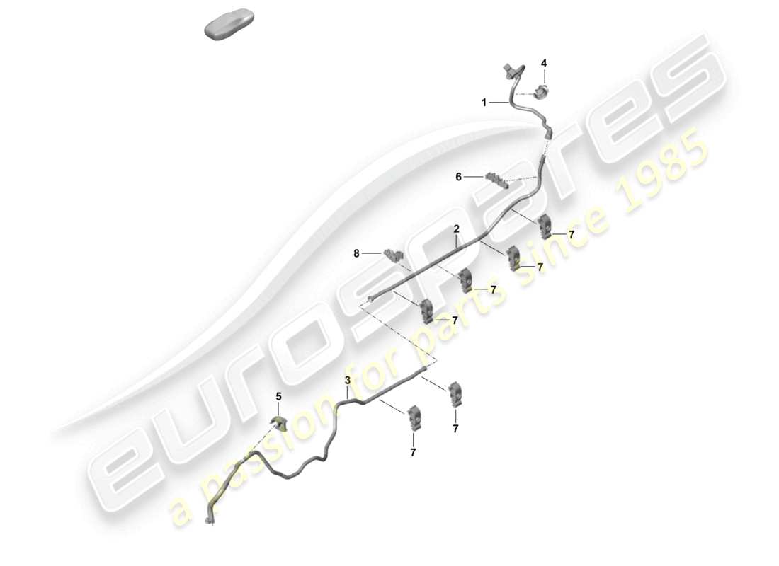 porsche 2021 (718 cayman gt4) schéma des pièces du servofrein central arrière et de la conduite de vide avant