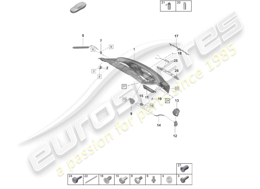 porsche 2024 (panamera 971-2) couvercle arrière schéma des pièces du couvercle arrière