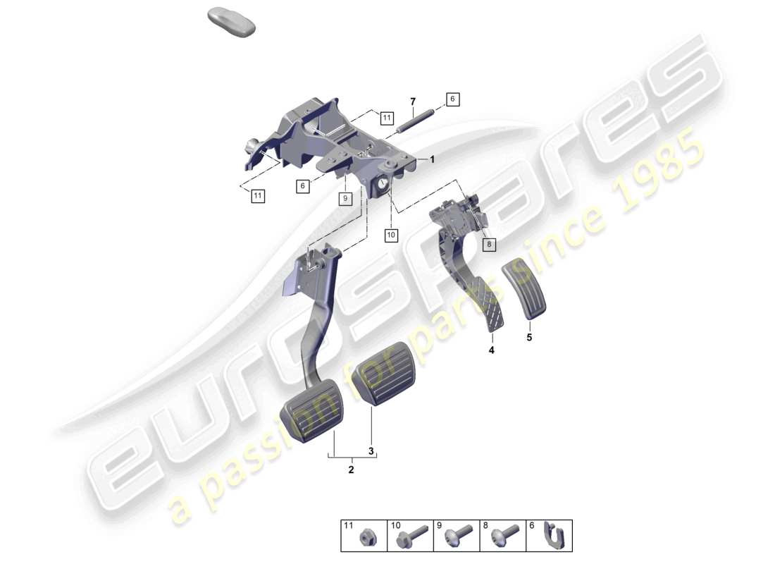 porsche 2025 (cayenne e3 pa) freinage et accélération. levier mech. diagramme de pièce
