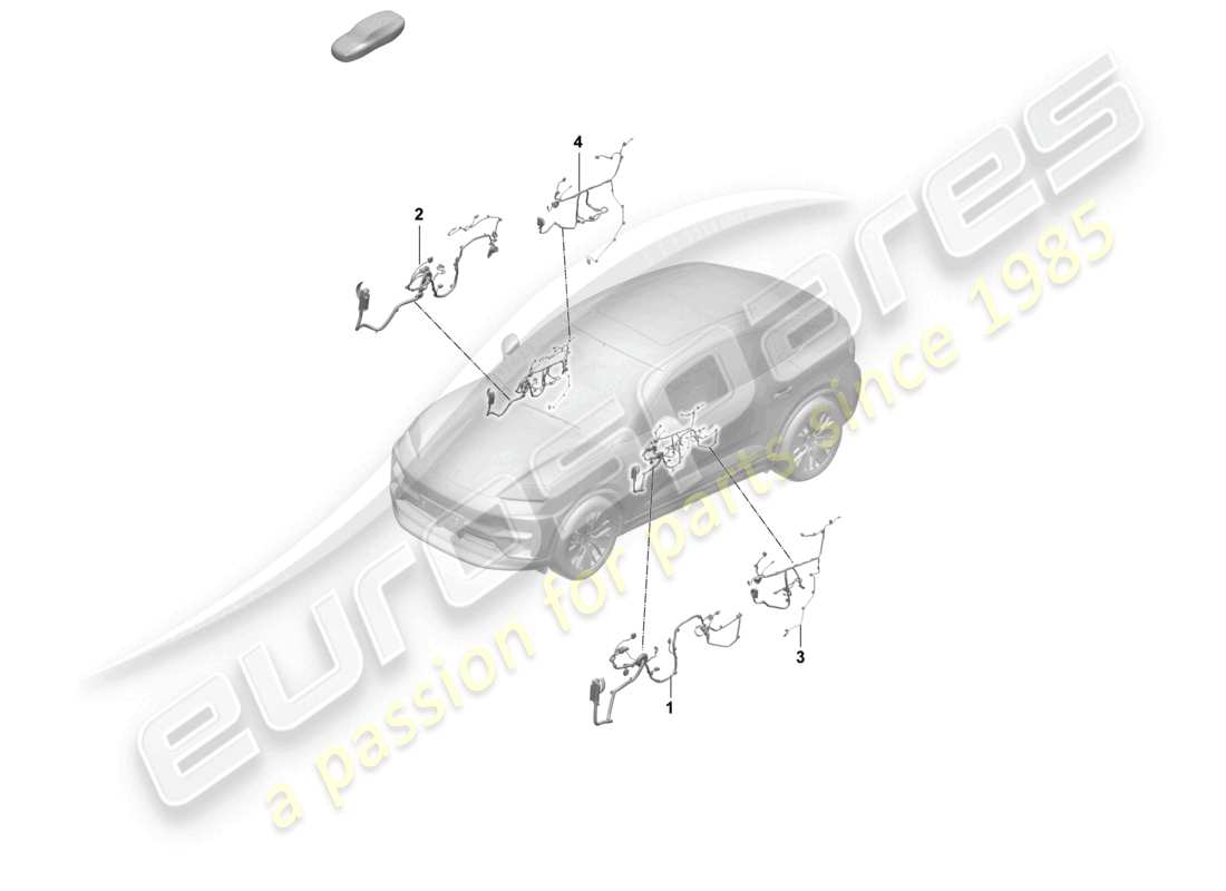 porsche 2025 (macan-e) schéma des pièces du kit de câblage pour porte avant
