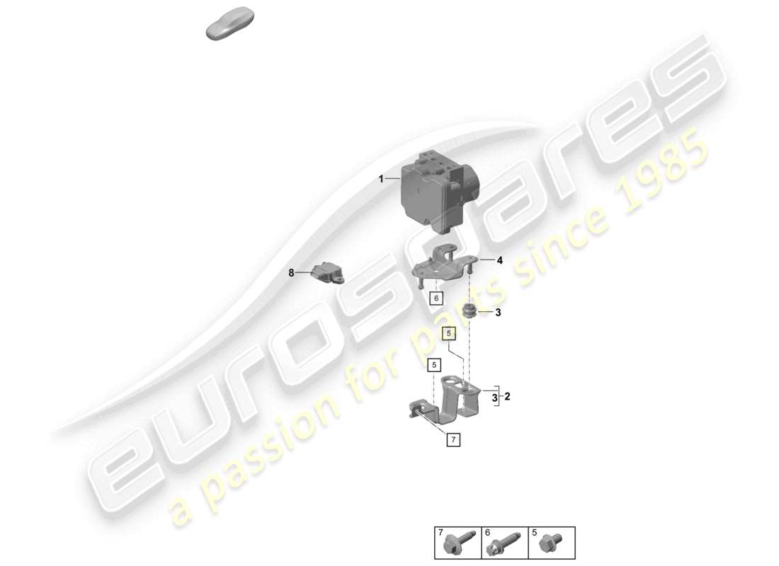 porsche 2021 (718 cayman gt4) schéma des pièces du bloc hydraulique du système de freinage antiblocage -abs-