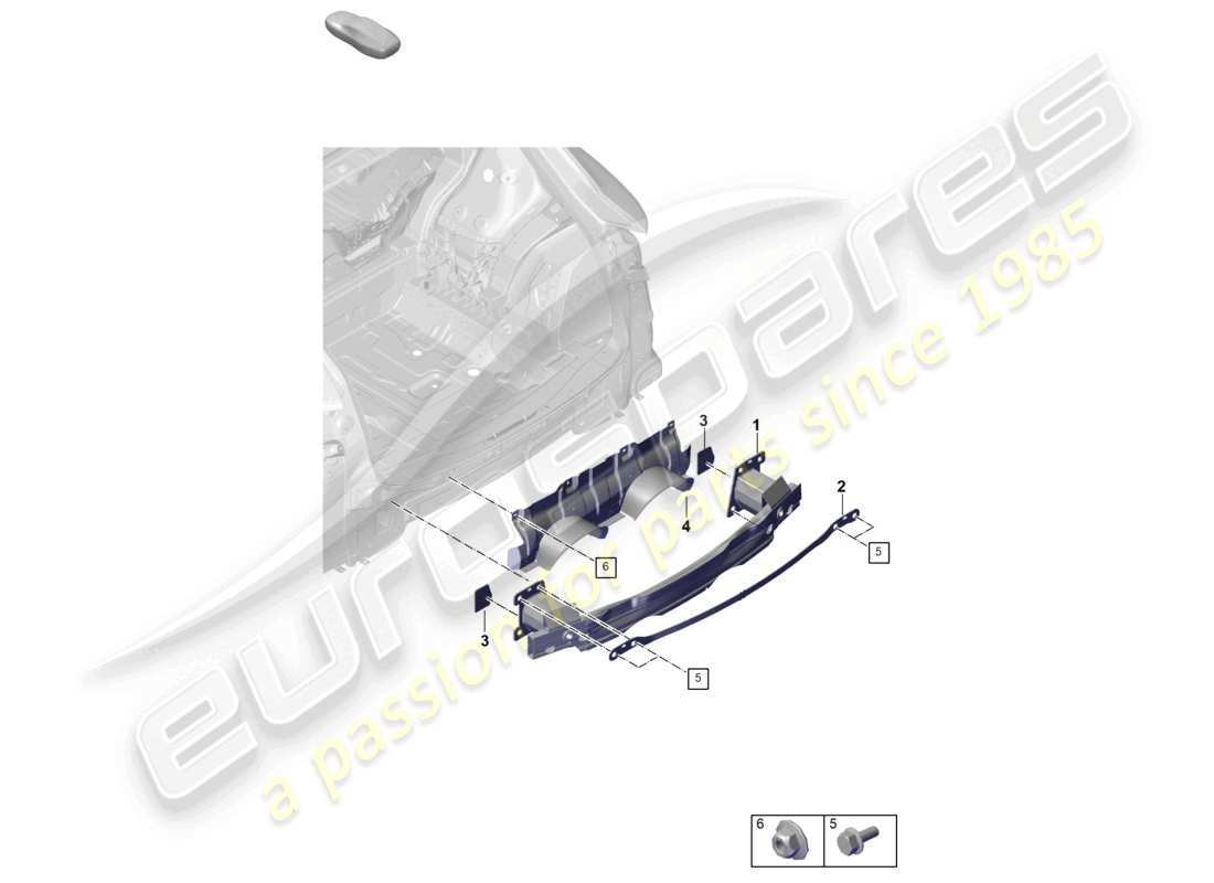 porsche 2026 (cayenne e3 pa) support de pare-chocs arrière pour système d'échappement sport schéma des pièces