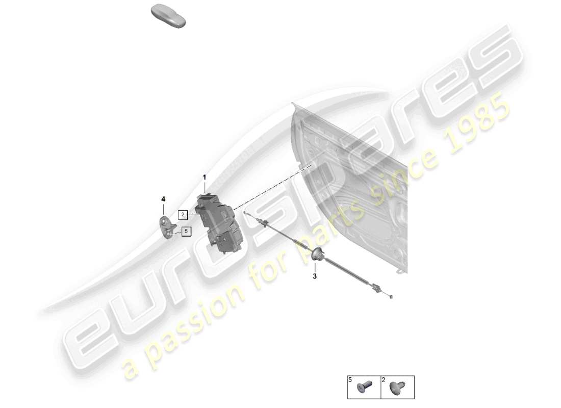 porsche 2025 (992-2) schéma des pièces des accessoires de serrure de porte