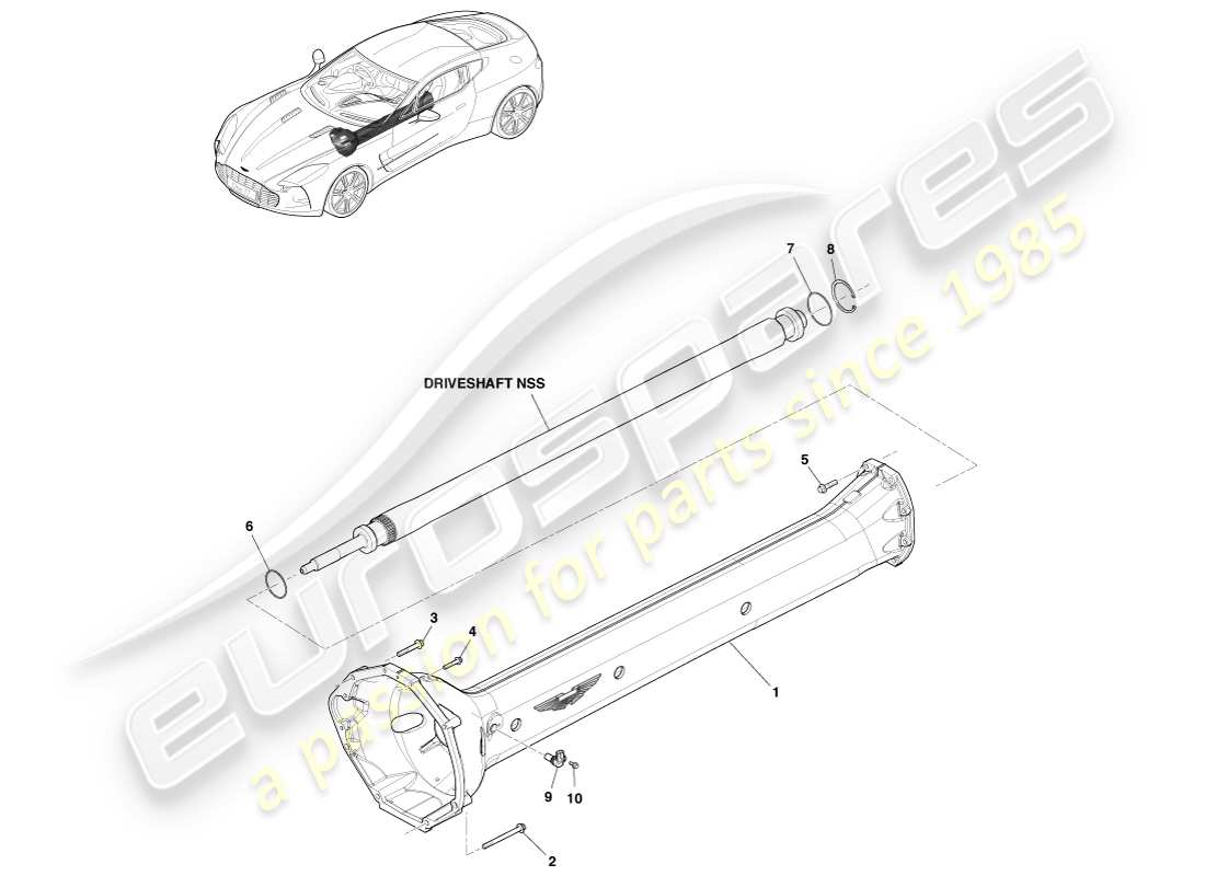 aston martin one-77 (2011) ensemble d'arbre de transmission schéma des pièces