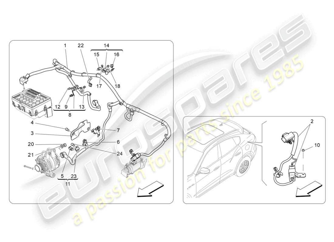 maserati levante modena s (2022) câblage principal schéma des pièces