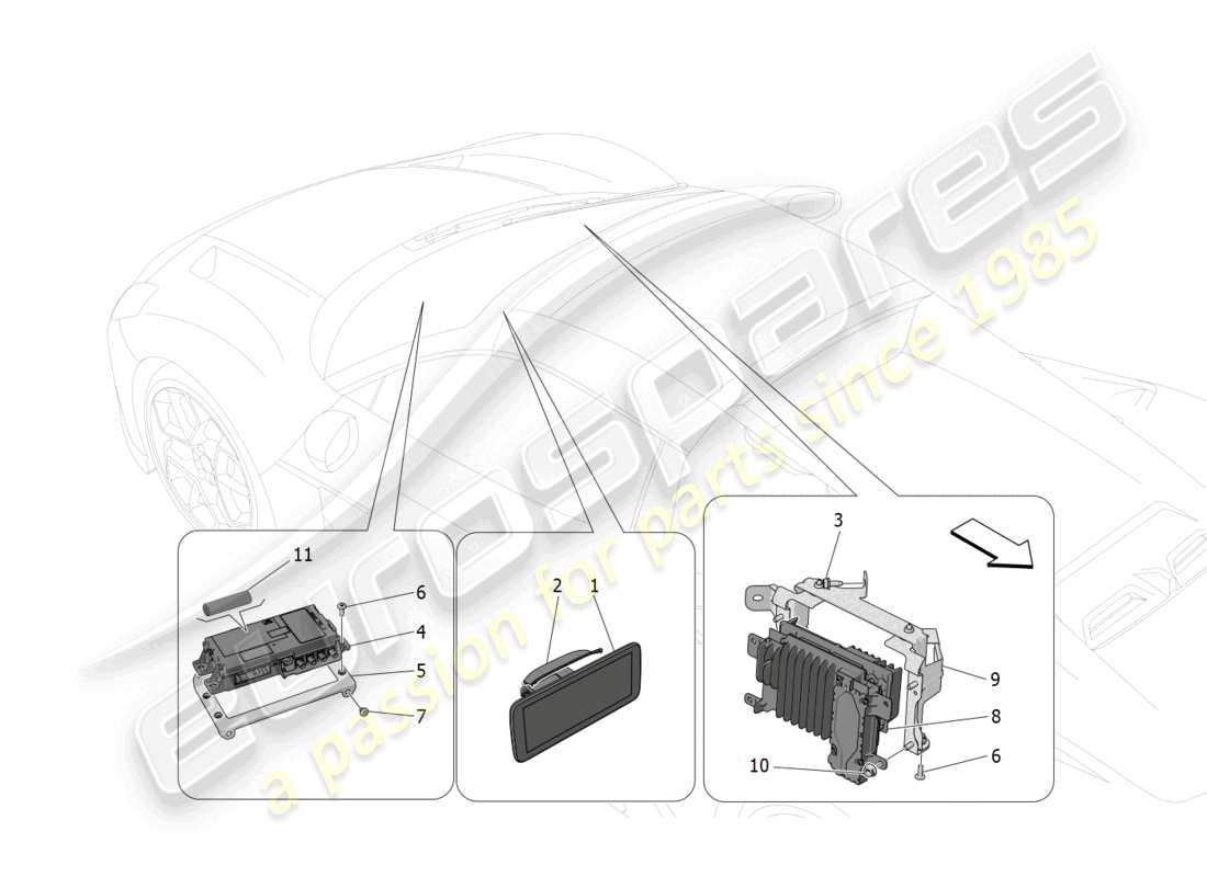 maserati mc20 cielo (2023) diagramme des pièces du système informatique