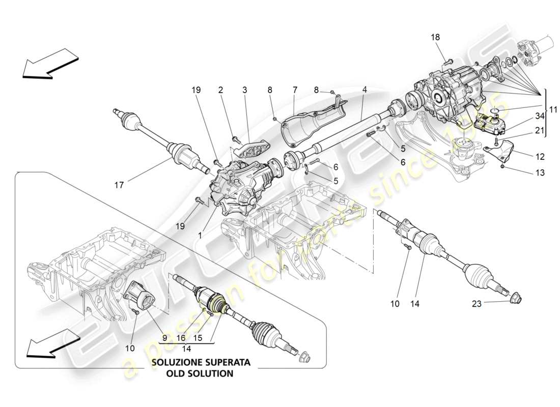 maserati ghibli (2017) transmission des roues avants schéma des pièces