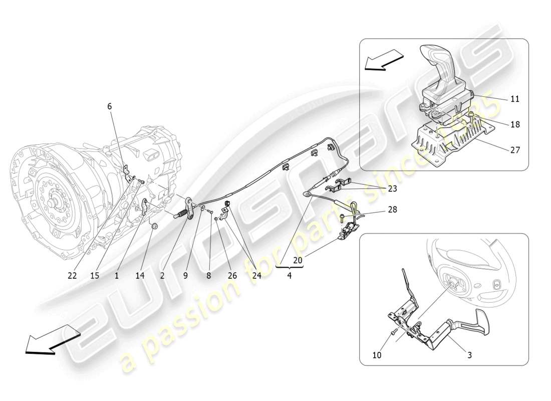 maserati levante (2020) commandes conducteur pour boîte de vitesses automatique schéma des pièces