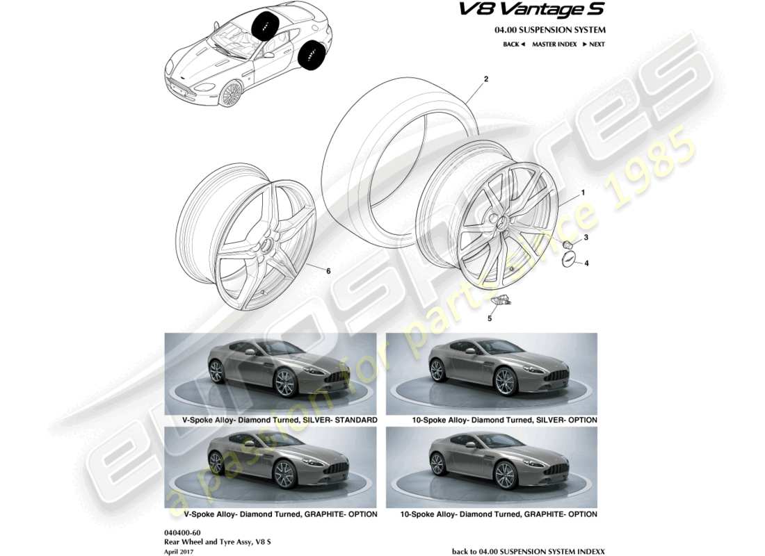 aston martin v8 vantage (2010) roues et pneus arrière, 12.25my sur la vue schématique