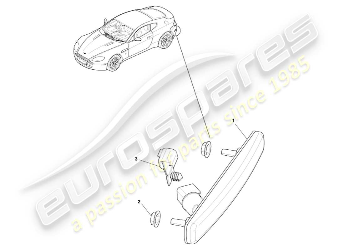 aston martin v8 vantage (2005) diagramme des pièces des marqueurs latéraux arrière