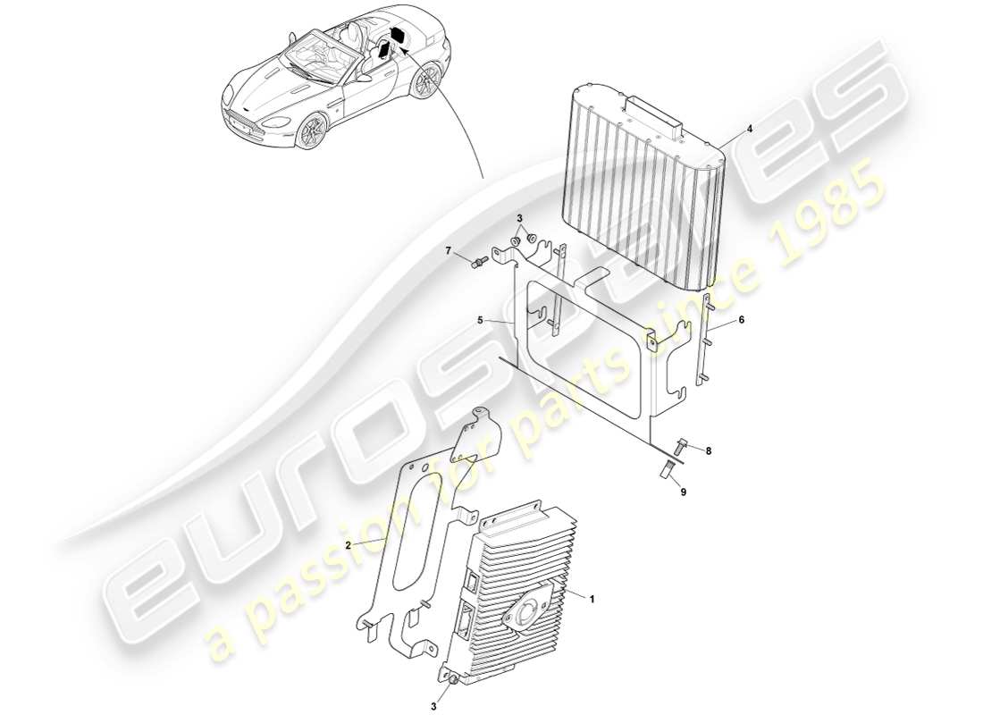 aston martin v8 vantage (2005) amplificateurs b&o, diagramme des pièces du roadster
