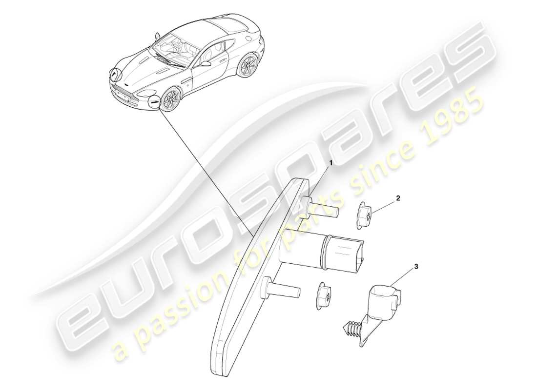 aston martin v8 vantage (2005) diagramme des pièces des marqueurs latéraux avant