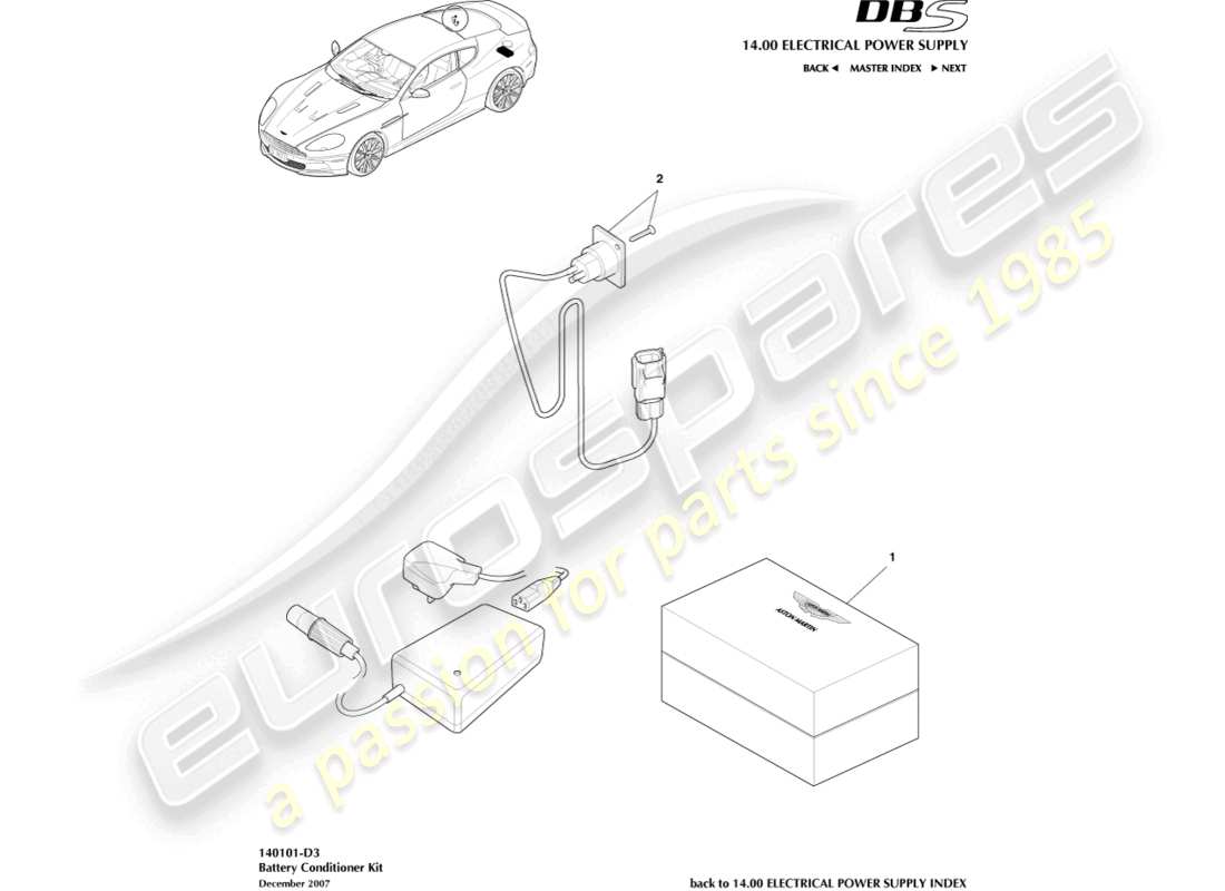 aston martin dbs (2013) kit de conditionneur de batterie schéma des pièces