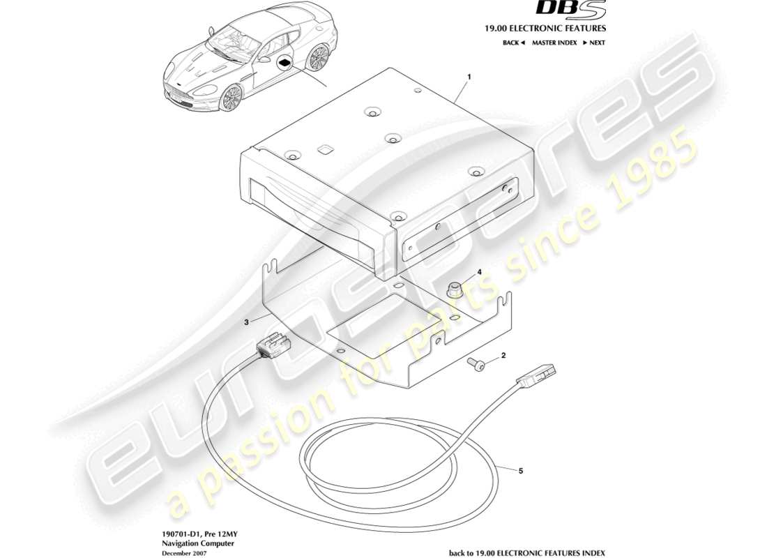 aston martin dbs (2010) navigation, vers 12my diagramme de pièce