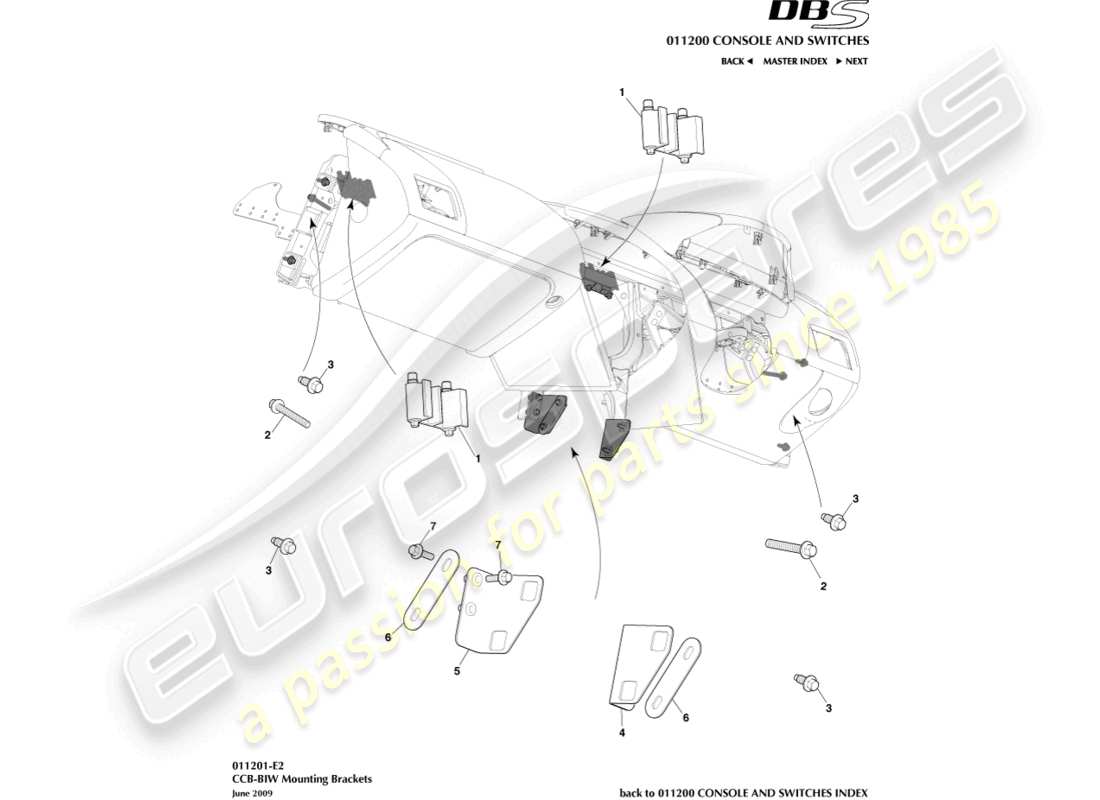 aston martin dbs (2014) schéma des pièces des supports ccb à biw