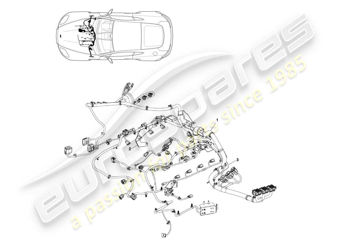 aston martin v8 vantage (2007) schéma des pièces du faisceau moteur