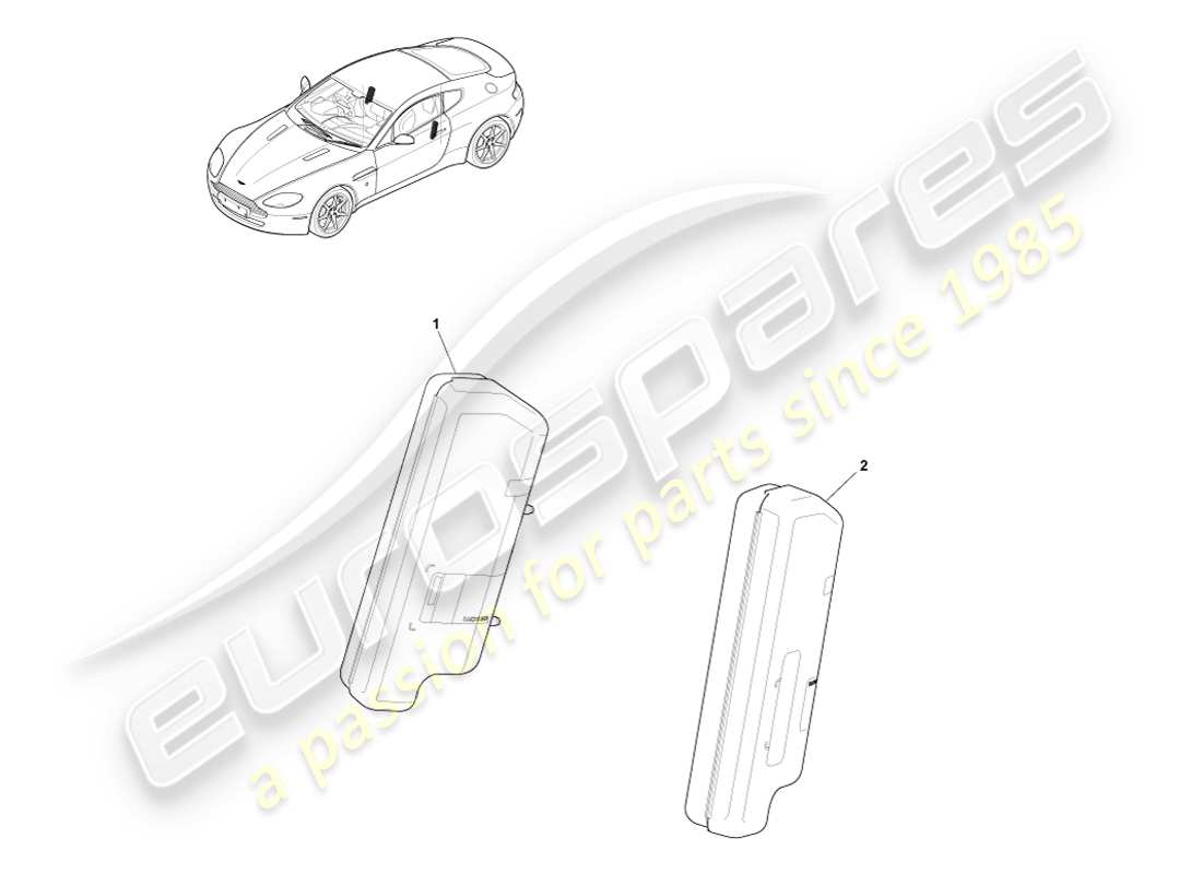 aston martin v8 vantage (2007) schéma des pièces de l'airbag latéral