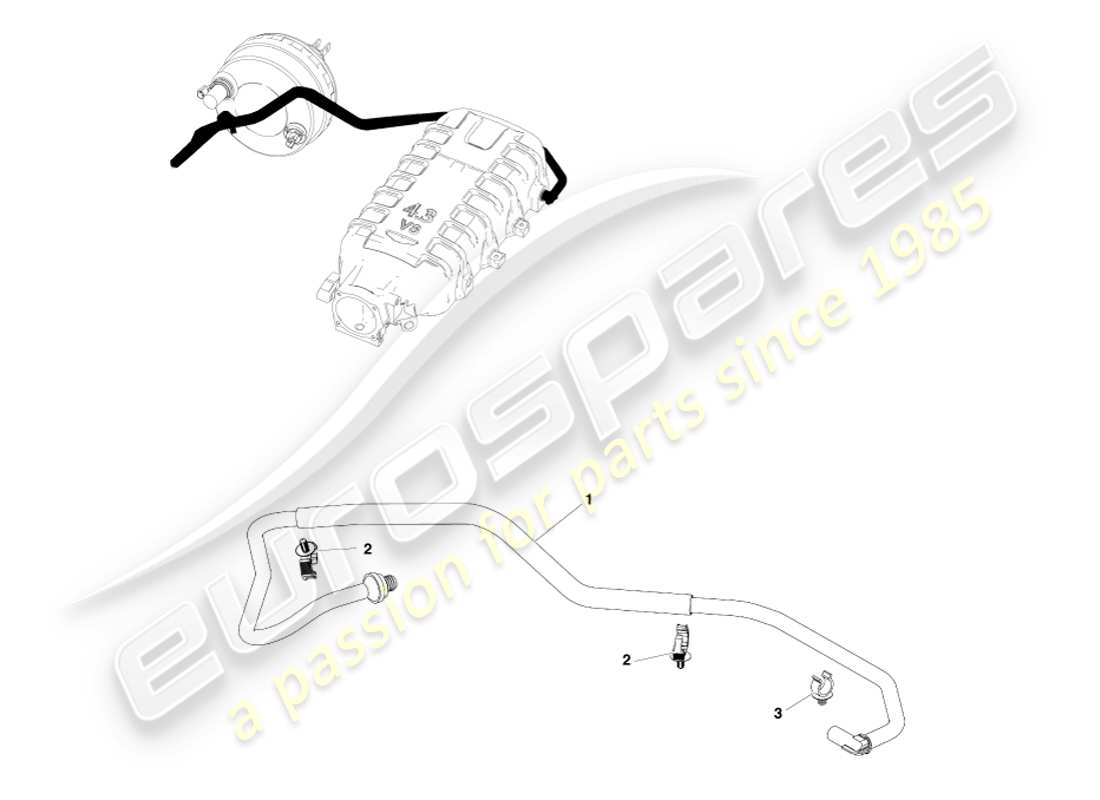 aston martin v8 vantage (2007) tuyau à vide, diagramme de pièces rhd