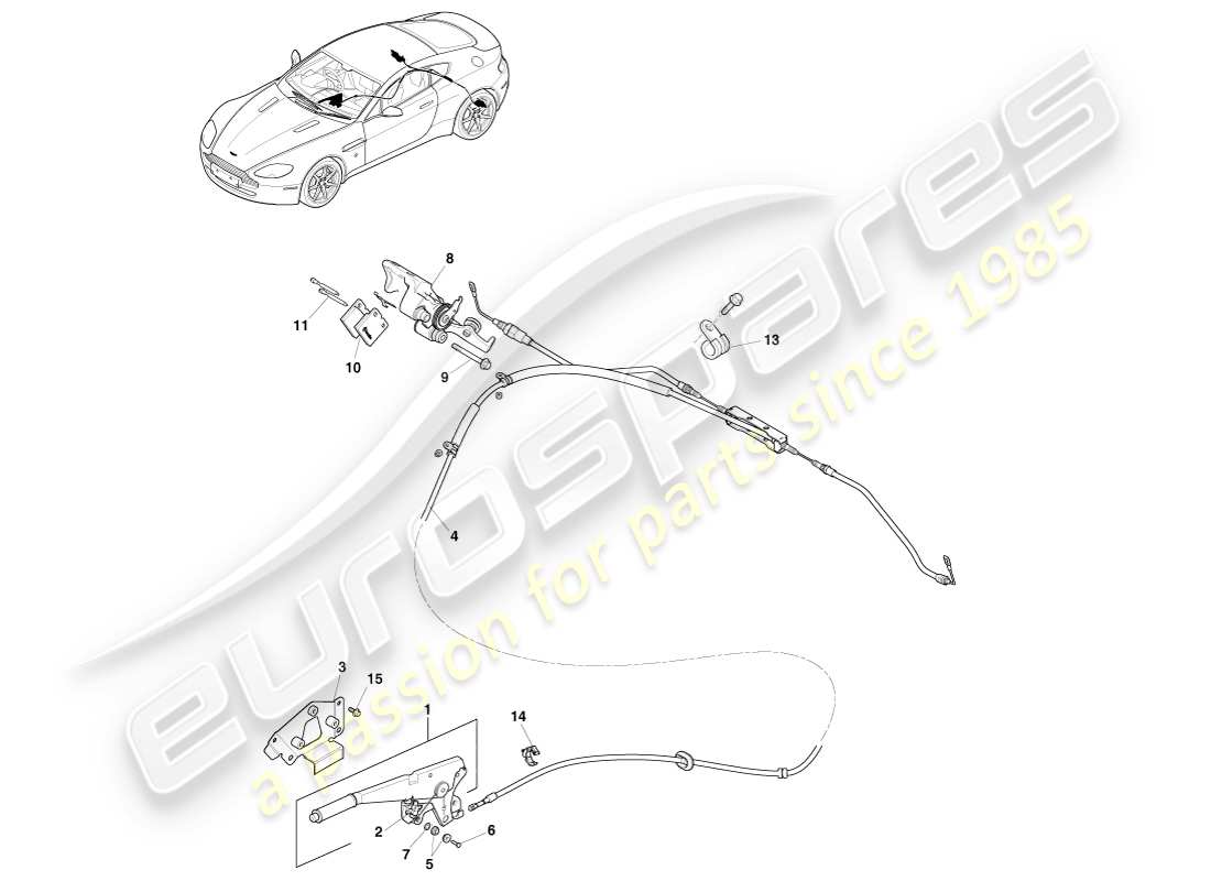 aston martin v8 vantage (2005) frein de stationnement, diagramme de pièces rhd