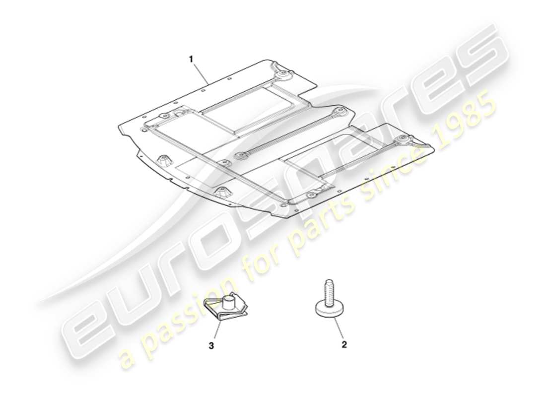 aston martin db9 (2016) sous-plateau avant, diagramme de pièce volante