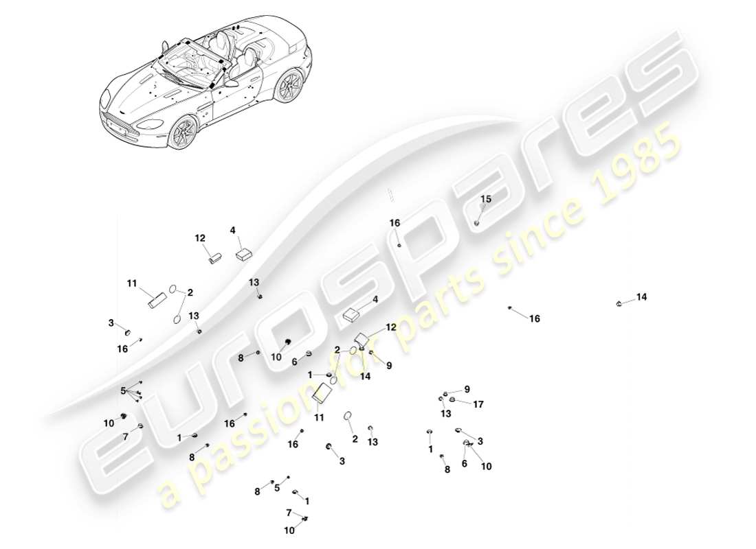 aston martin v8 vantage (2005) joint souple, diagramme de pièce du roadster