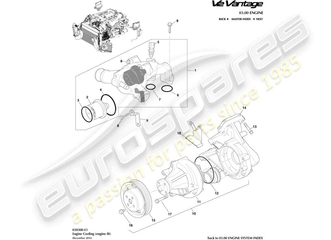 aston martin v12 vantage (2013) schéma des pièces de refroidissement du moteur