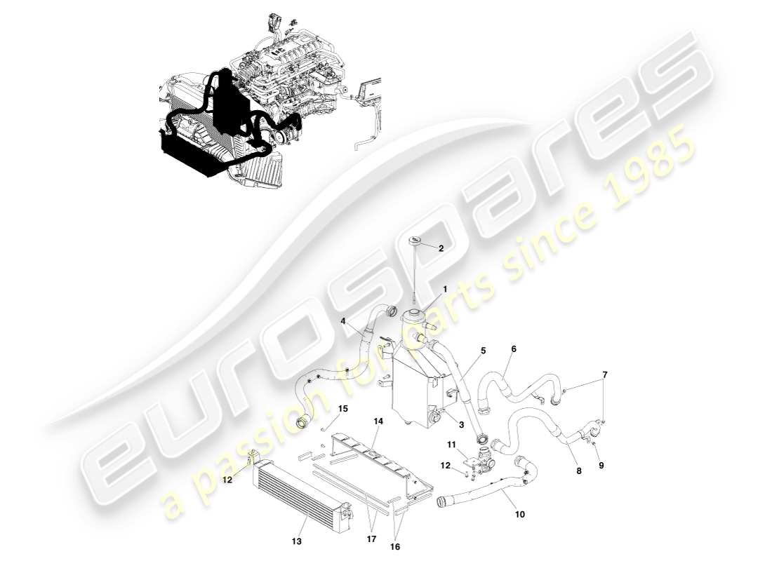 aston martin v8 vantage (2005) lubrification du moteur, diagramme des pièces d'ajustement de ligne