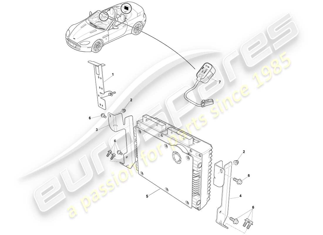 aston martin v8 vantage (2007) p3 amplificateur, diagramme de pièce du roadster