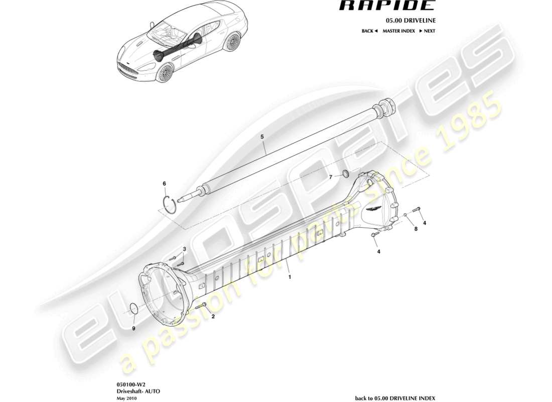 aston martin rapide (2011) ensemble de cuve de couple, diagramme de pièce 6 spd