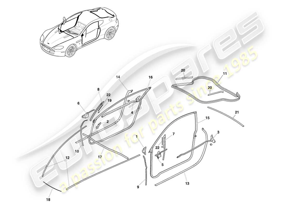 aston martin v8 vantage (2007) coupe-froid dynamique, diagramme de pièce du coupé
