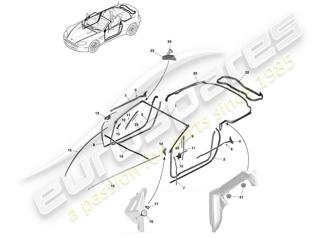 aston martin v8 vantage (2007) coupe-froid dynamique, diagramme de pièce roadster
