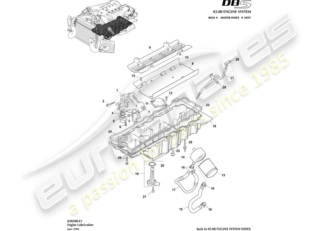 aston martin dbs (2010) lubrification du moteur schéma des pièces