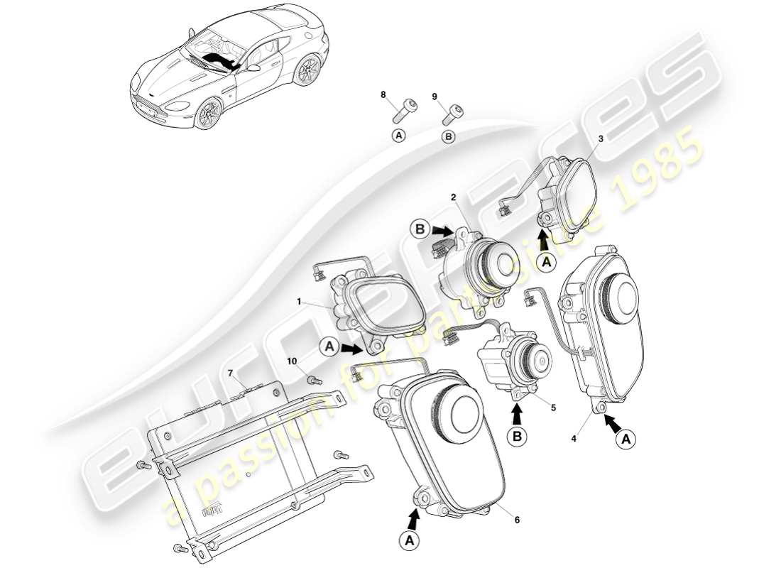 aston martin v8 vantage (2007) commandes d'infodivertissement, diagramme de pièces 16my