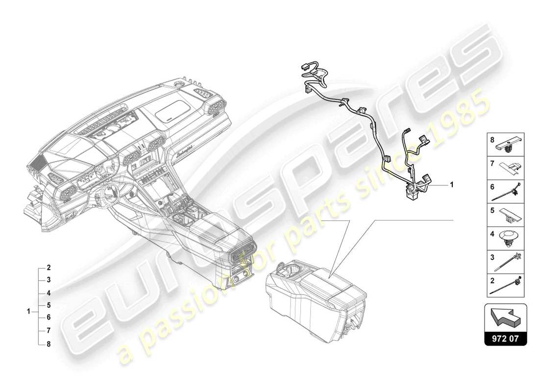 lamborghini urus (2021) faisceau de cablage pour console arrière schéma des pièces