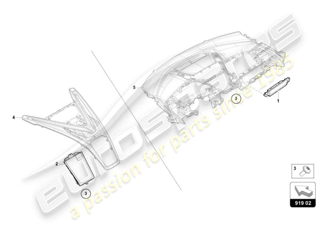 lamborghini revuelto coupe (2024) unité d'affichage schéma des pièces