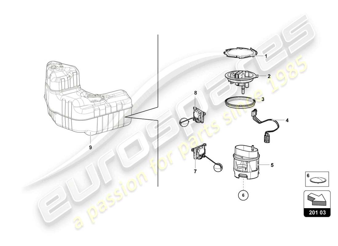 lamborghini 2024 (sterrato) module d'alimentation en carburant droit schéma des pièces
