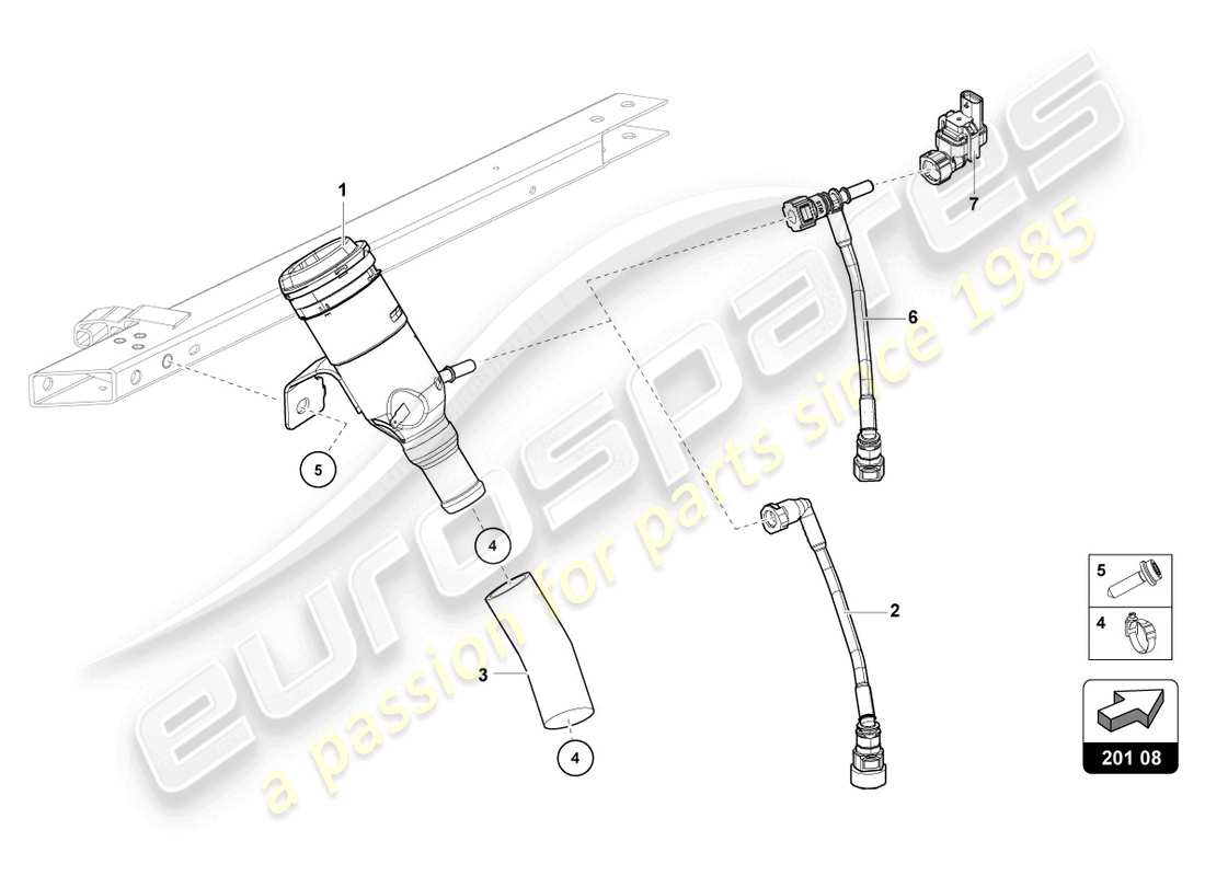 lamborghini evo coupe 2wd (2021) col de remplissage de carburant schéma des pièces