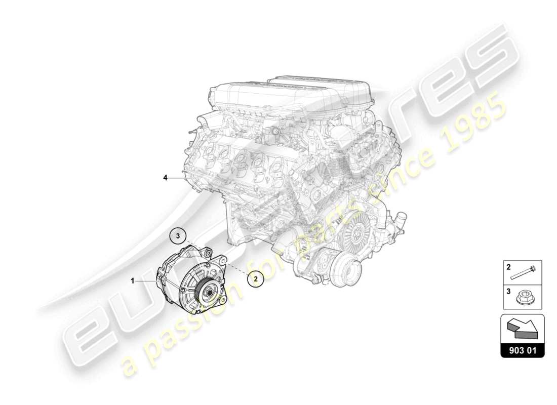 lamborghini evo spyder 2wd (2023) alternateur schéma des pièces