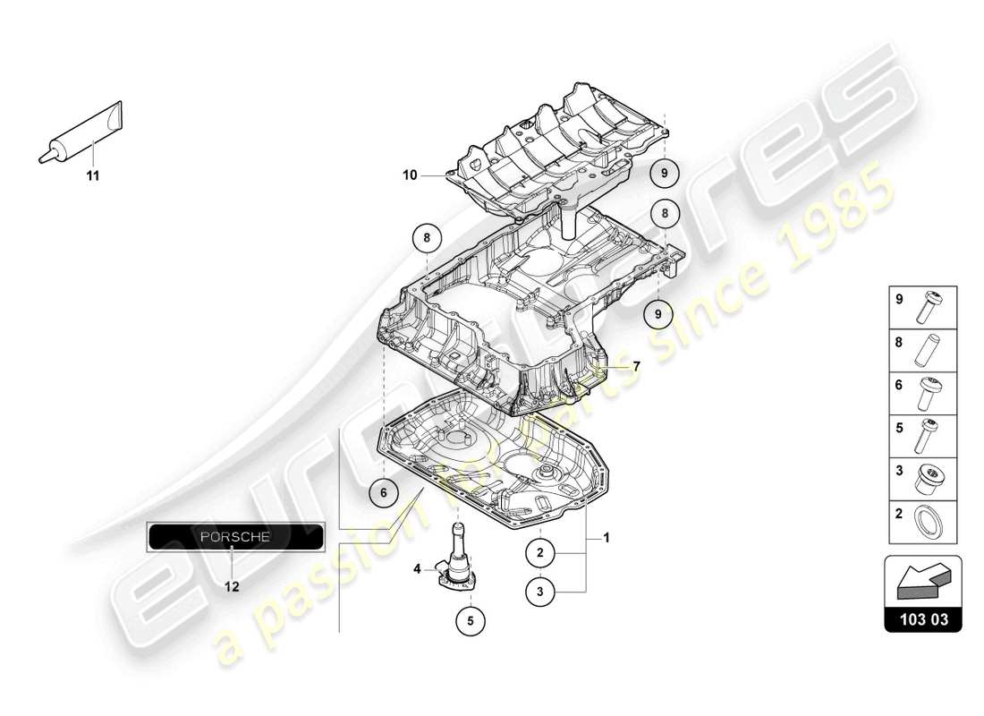 lamborghini urus performante (2024) carter d'huile moteur schéma des pièces