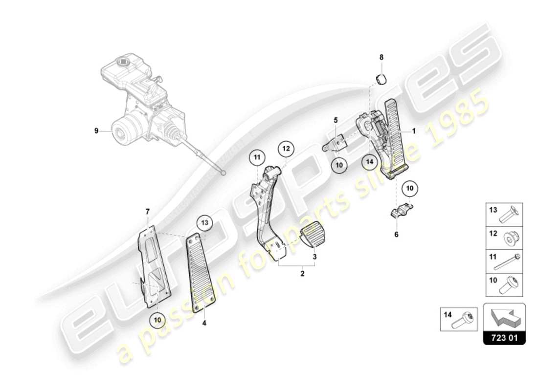 lamborghini revuelto coupe (2024) freinage et accélération. levier mech. diagramme de pièce