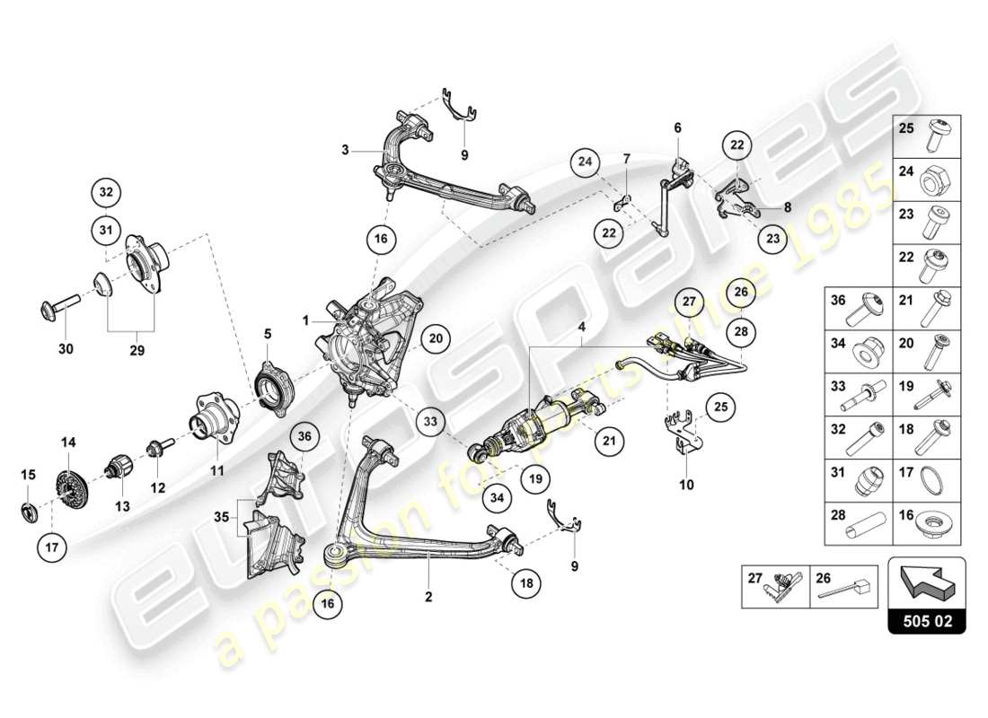 lamborghini evo coupe (2022) guide arrière schéma des pièces