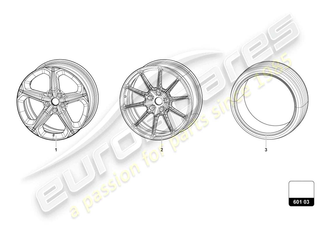 lamborghini urus s (2024) roues/pneus 21 schéma des pièces