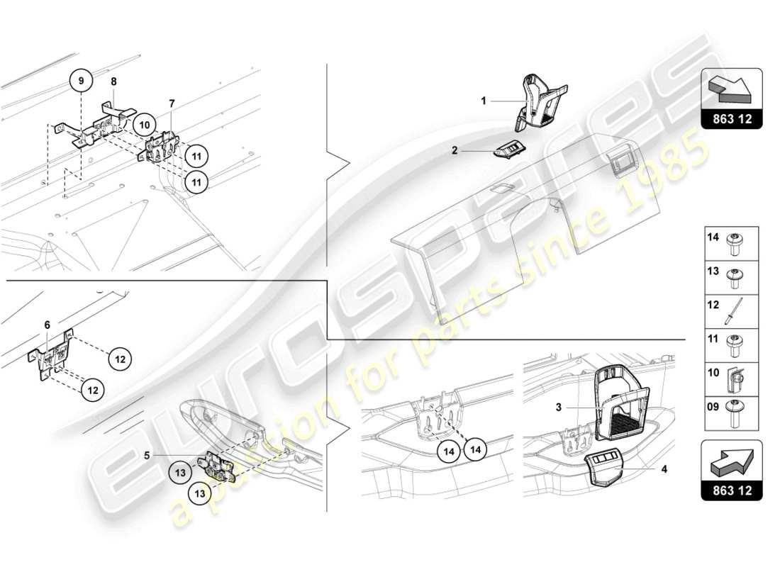 lamborghini ultimae (2022) schéma des pièces du porte-gobelet