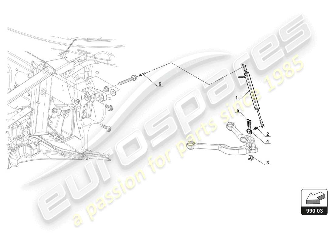 lamborghini gt3 (2017) potentiomètre d'amortisseur avant schéma des pièces