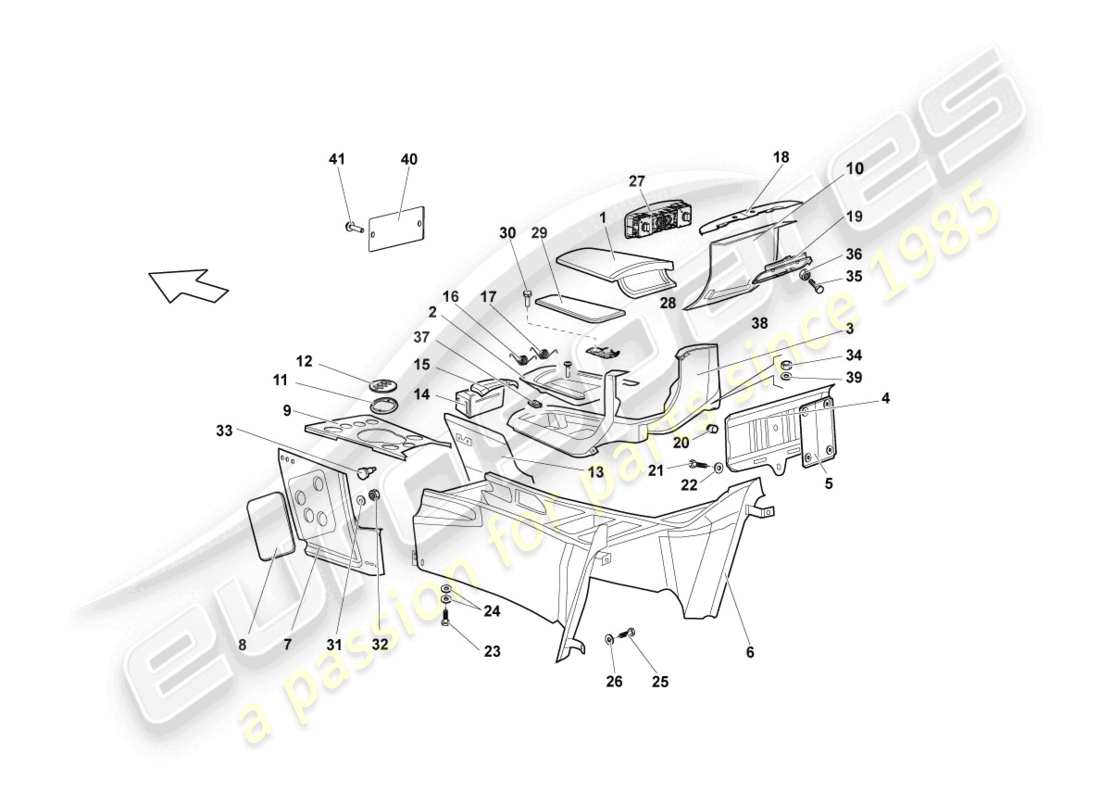 lamborghini reventon console centrale schéma des pièces